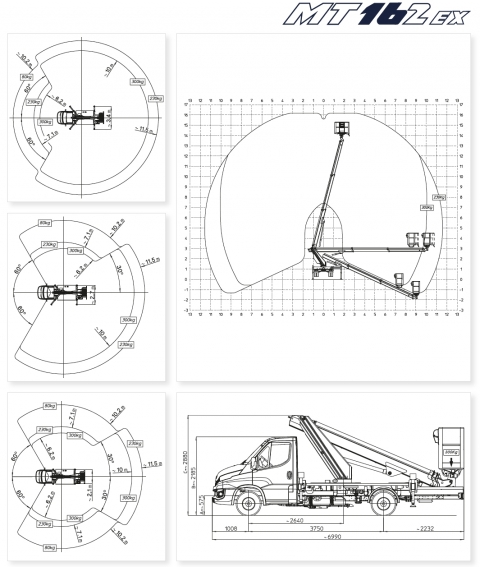 Multitel MT 162 EX diagramy i wymiary Iveco