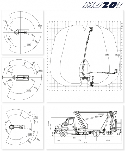 Multitel MJ 201 diagramy i wymiary Iveco