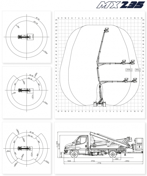 Multitel MX 235 diagramy i wymiary Iveco